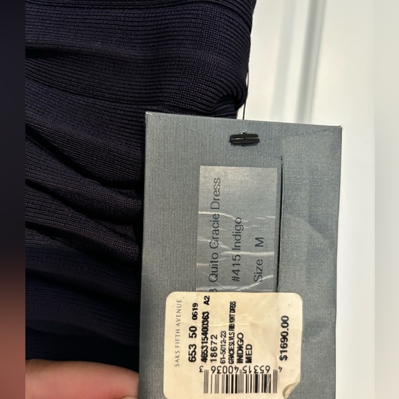 Saks Fifth Avenue Quito Gracie Indigo Synched Waist Midi Dress Size Medium Vneck - Picture 10 of 10